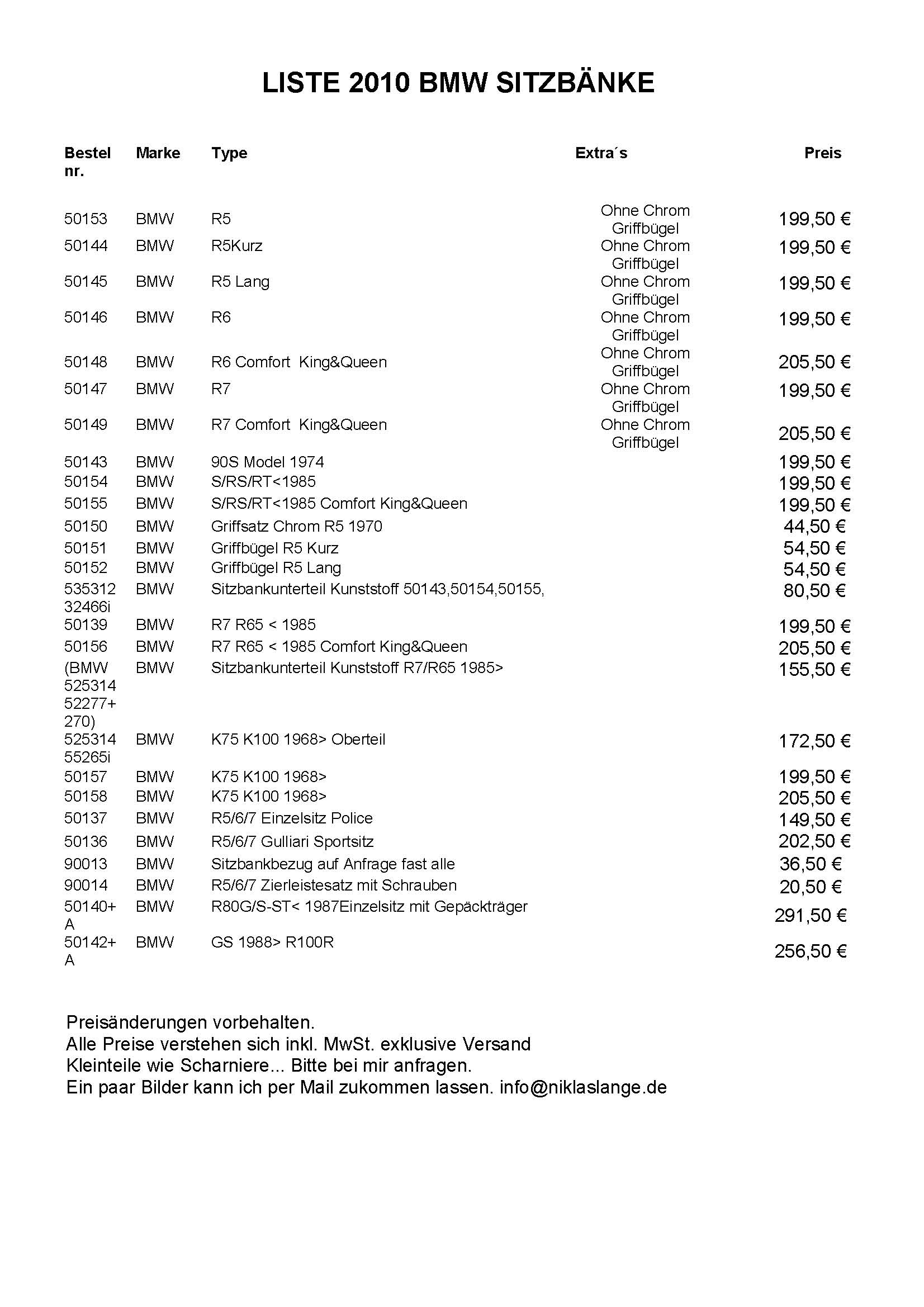 BMW Nachbausitzb�nke