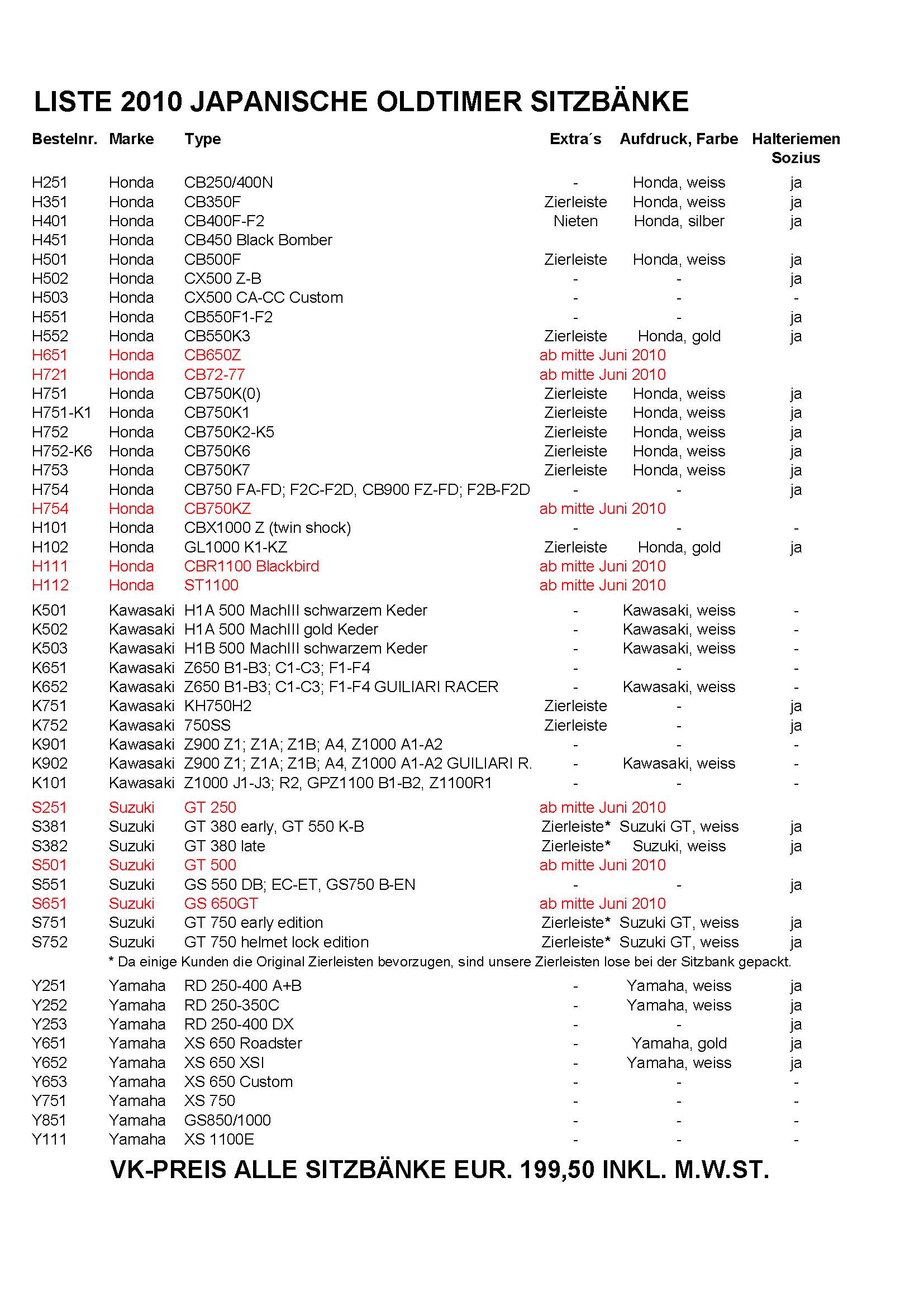 Liste Jap Oldtimer